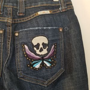 Frankie B. Cropped Flare Embroidered Jeans y2k